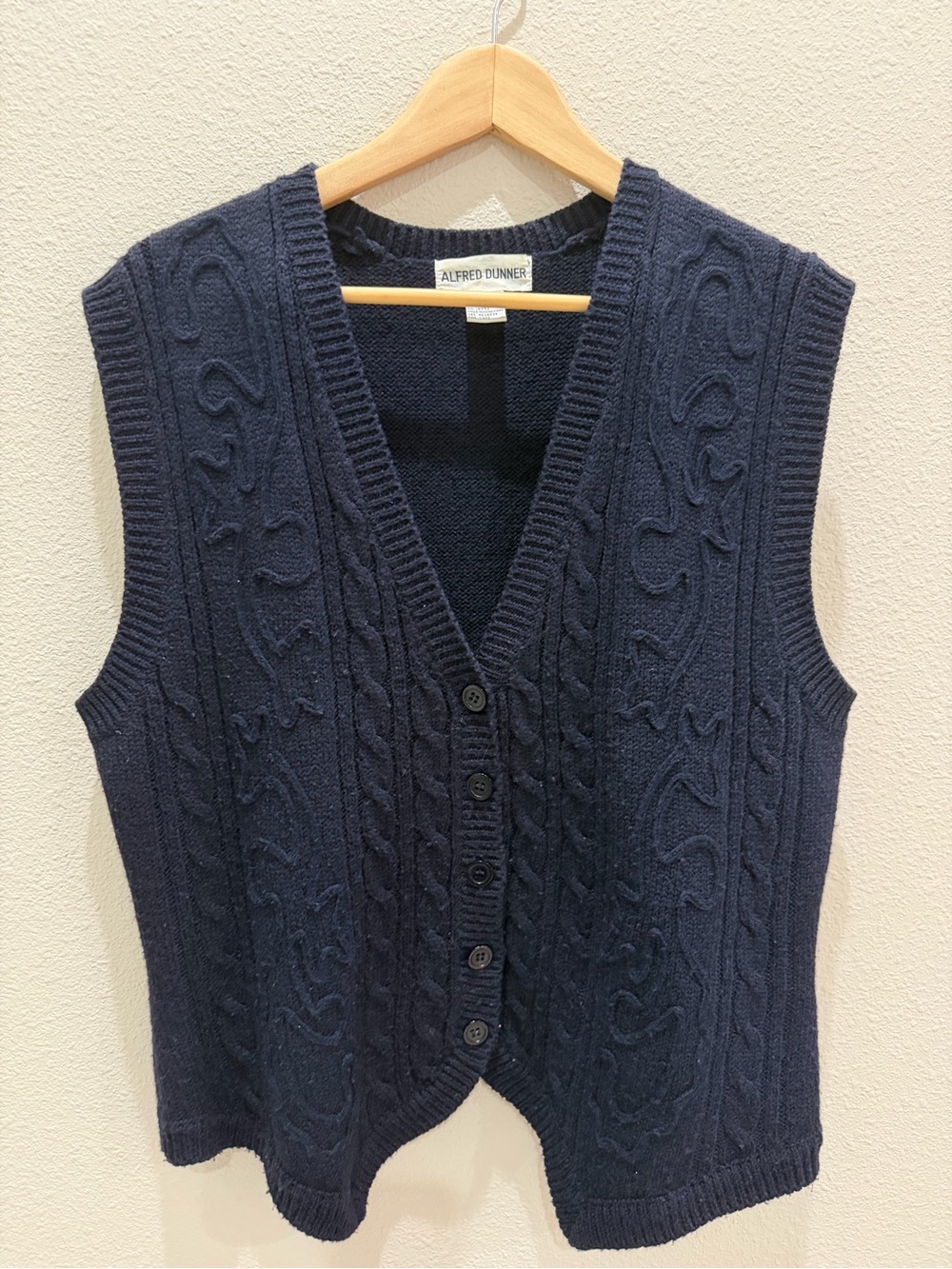 Alfred Dunner Navy Knit Vest with Button Label